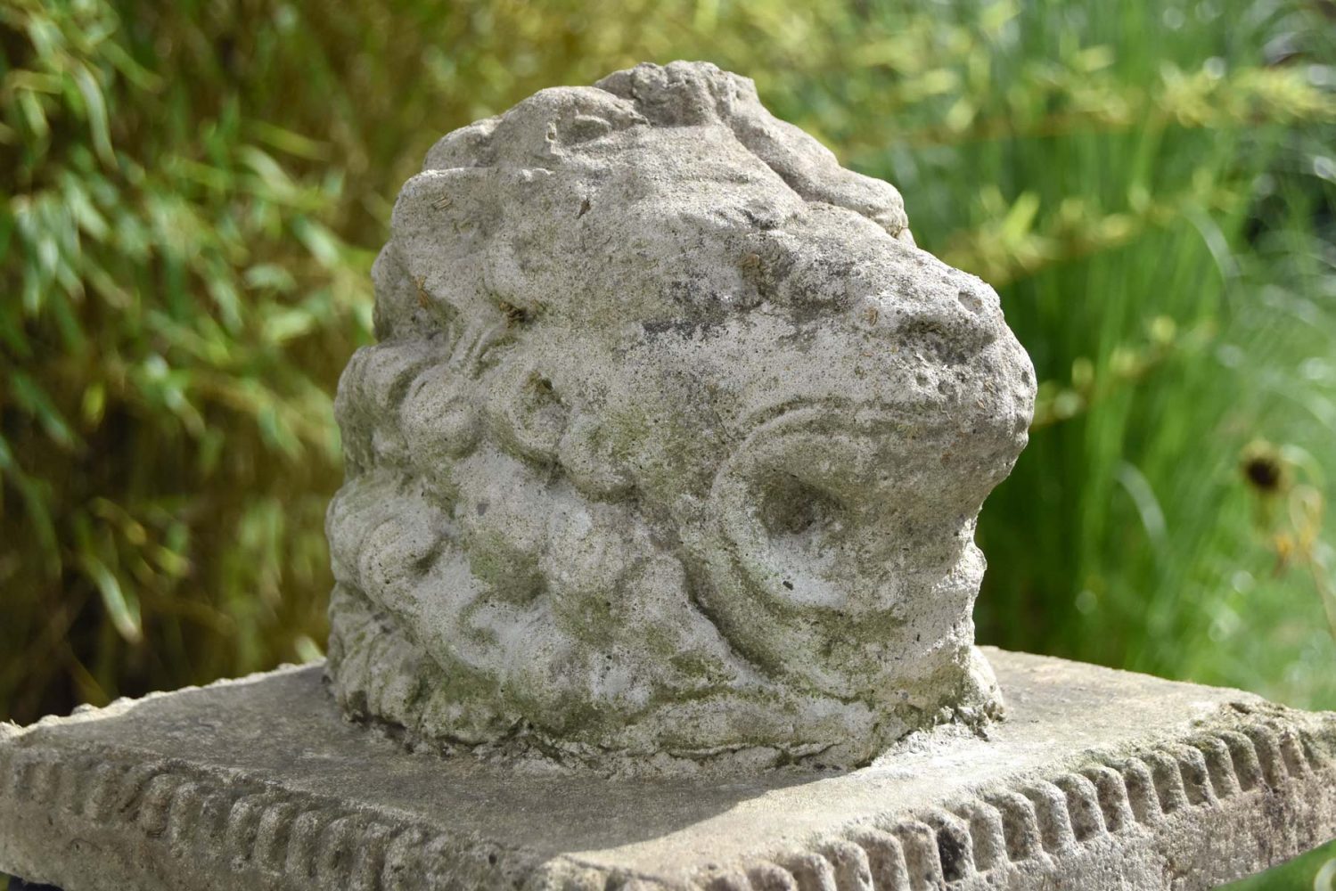 Victorian Style Lion Head Stone Sculpture